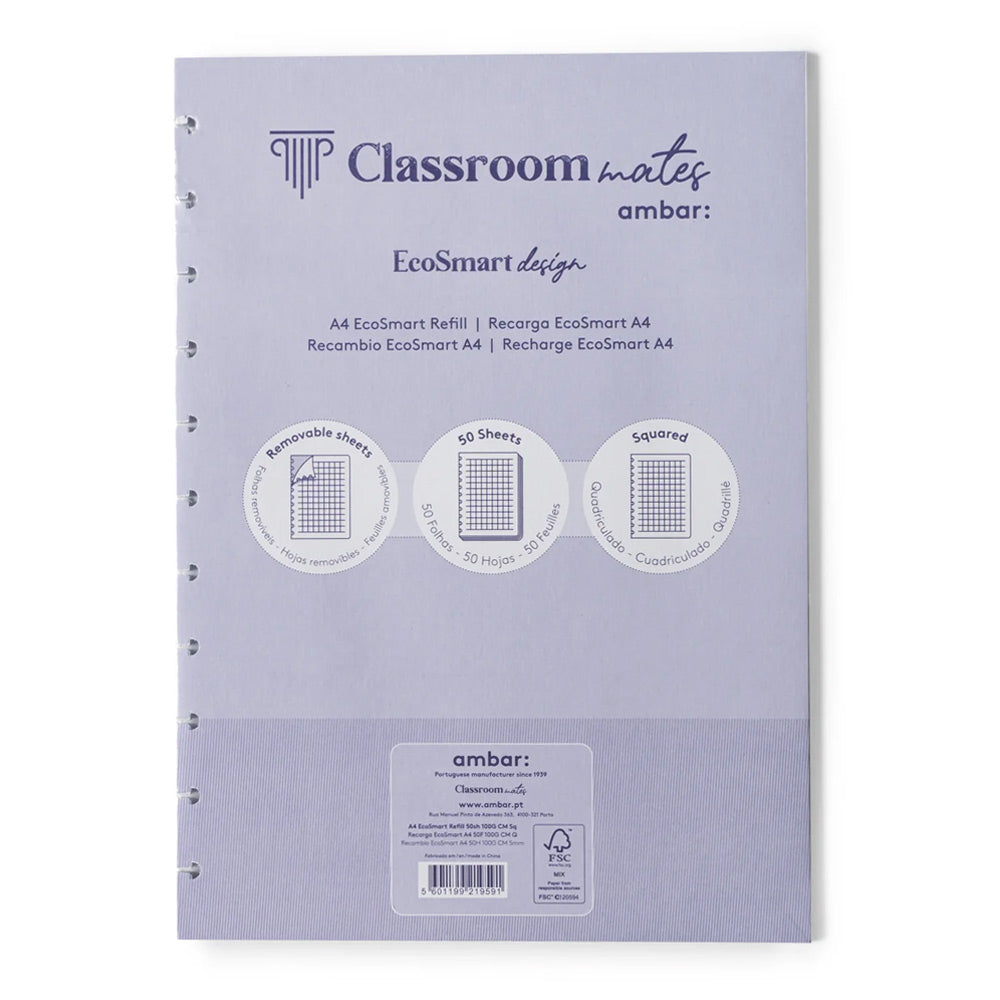 Recarga Caderno Inteligente Ambar EcoSmart A4 Quadri 50Fls