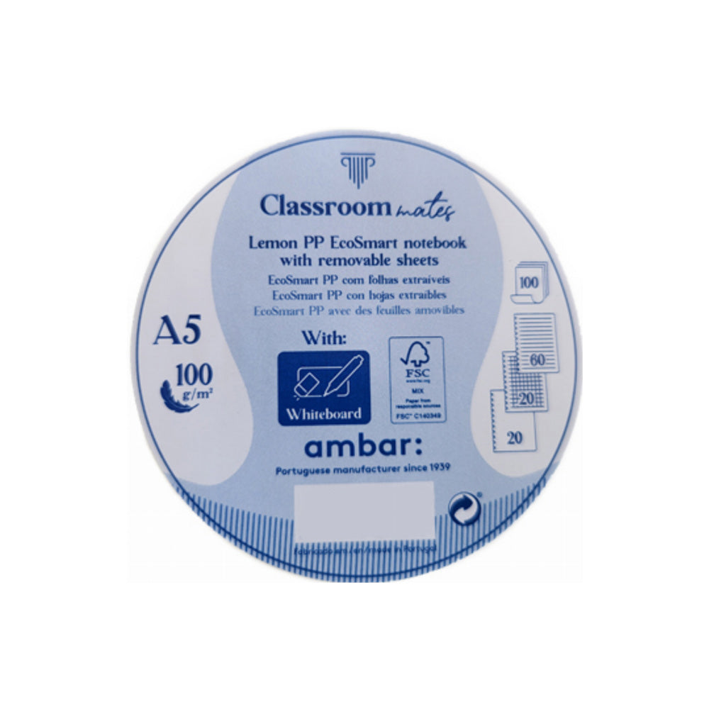 Caderno EcoSmart Classroom A5 PP Ambar Rosa 100g 100Fls