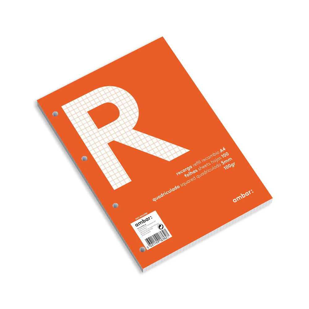 Recarga Papel A4 Quadriculado 100g Ambar School 100 Folhas