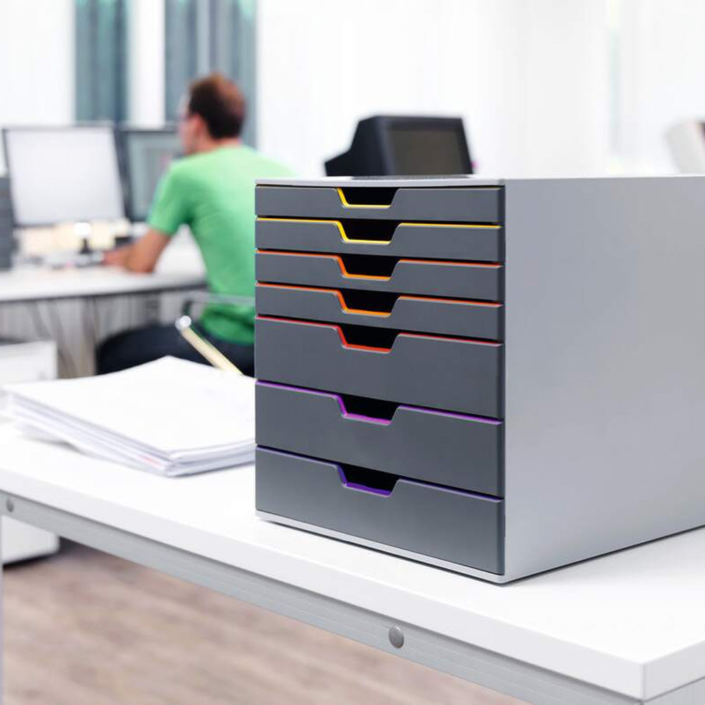 Móvel Secretária 7 Gavetas Durable Multicolor