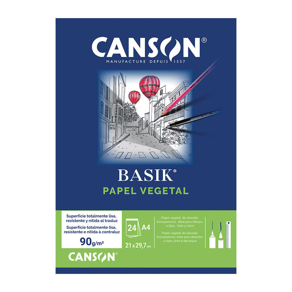 Papel Vegetal A4 90g Canson Bloco 24Fls