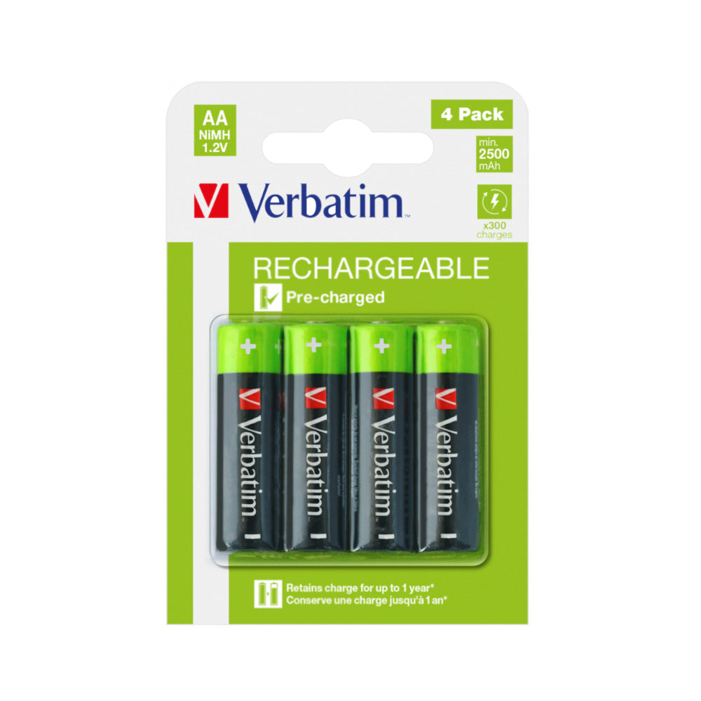 Pilhas Recarregáveis AA 1.2V 2500mAh Verbatim 4un
