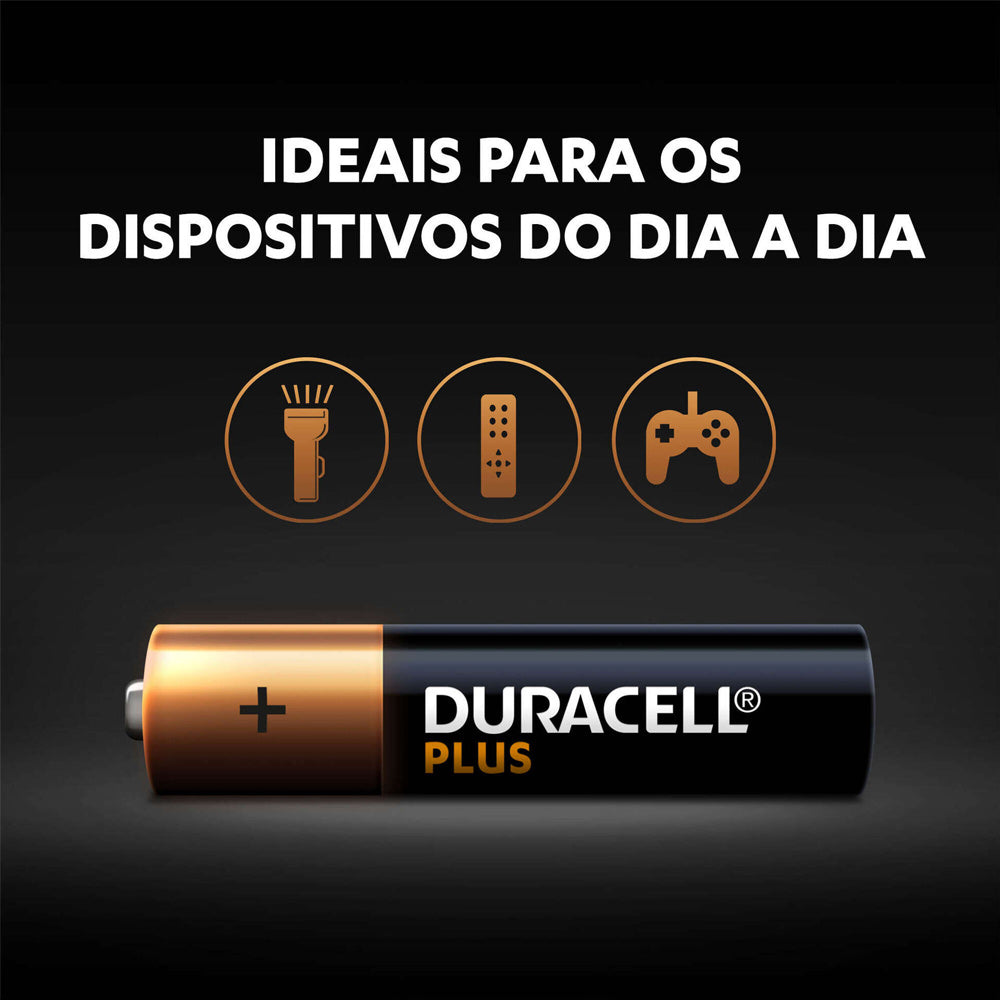 Pilhas AAA LR03 Alcalinas 1.5V Duracell Plus 4un