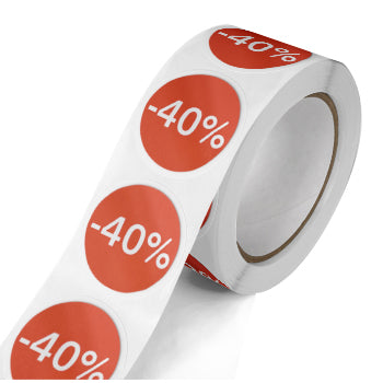 Etiquetas Promocionais Redondas -40% Rolo 400un Vermelho