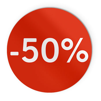 Etiquetas Promocionais Redondas -50% Rolo 400un Vermelho