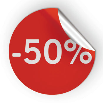 Etiquetas Promocionais Redondas -50% Rolo 400un Vermelho