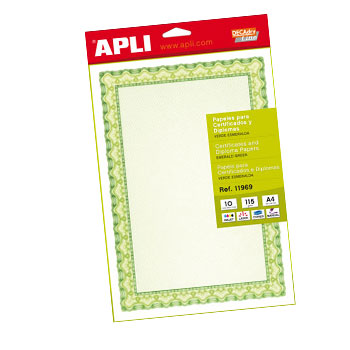 Papel 115g A4 Certificados Verde 10un