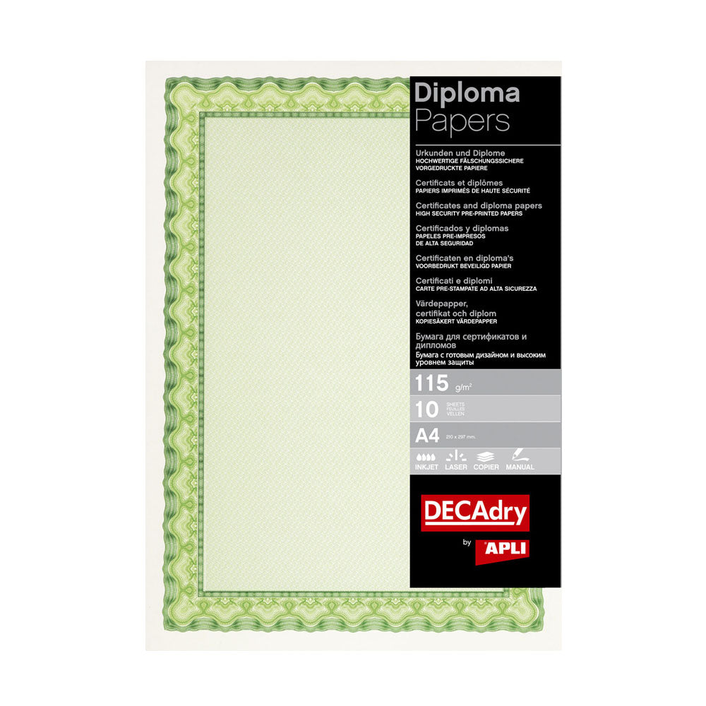 Papel 115g A4 Certificados Verde 10un