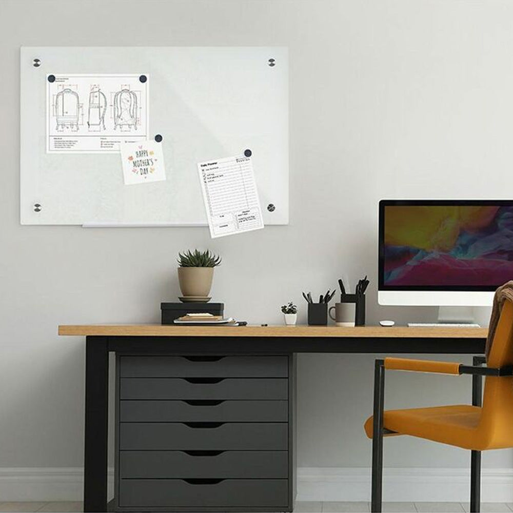 Quadro Vidro Magnético 200x120cm River Branco GL330107