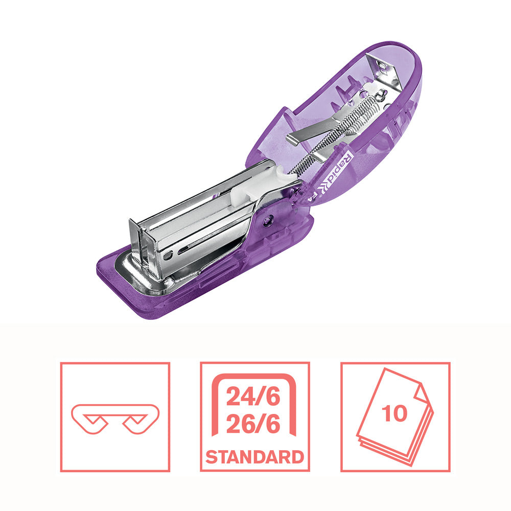 Agrafador 24/6 10 Folhas Rapid F4 Translúcido Malva
