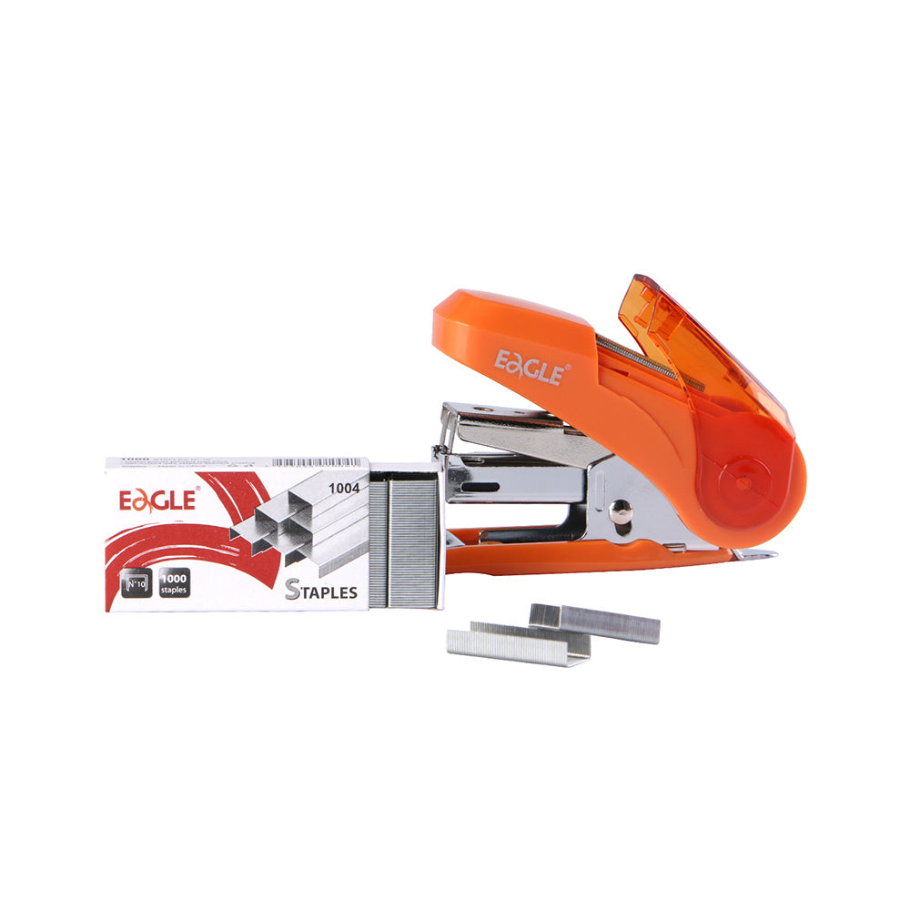 Agrafador Mini Nº10 16 Folhas + Agrafos Eagle Cores Sortidas