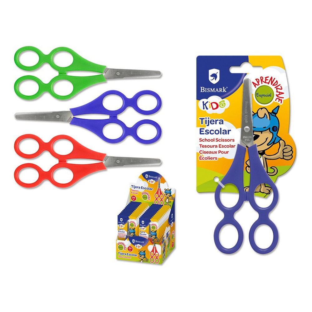 Tesoura 18cm Iniciação Pega Dupla Blister Sortido 1un