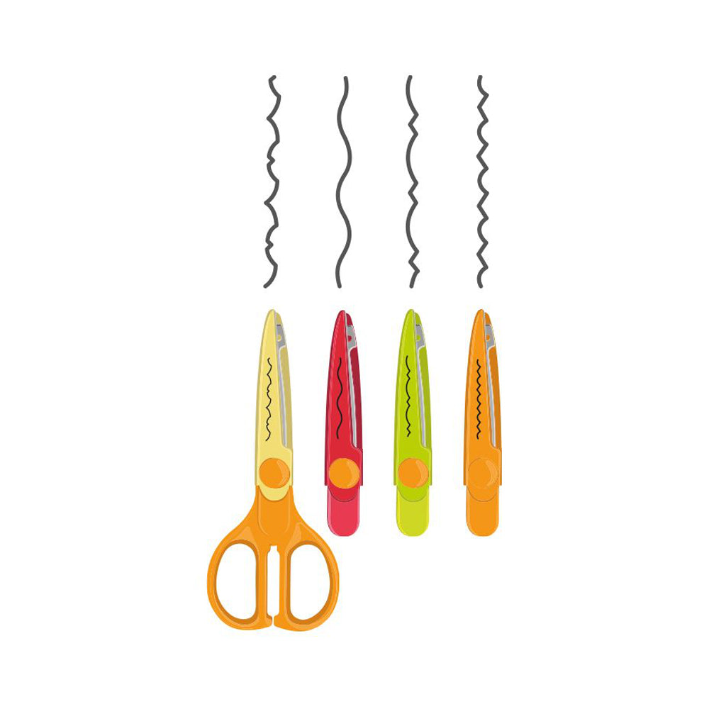 Tesoura 16cm Zig Zag com 4 Lâminas Milan Blister