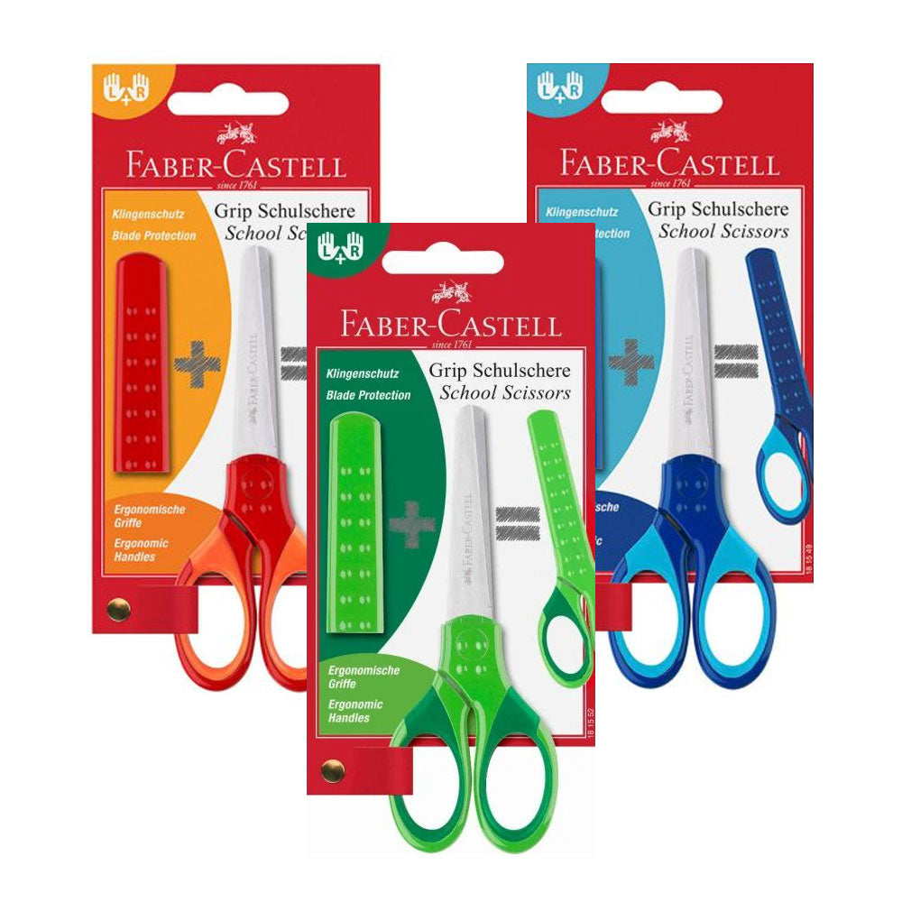 Tesoura 13cm Faber-Castell Grip Proteção Expositor 10un