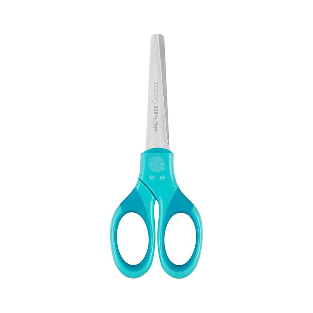 Tesoura 13cm Faber-Castell Grip Proteção Azul Turquesa