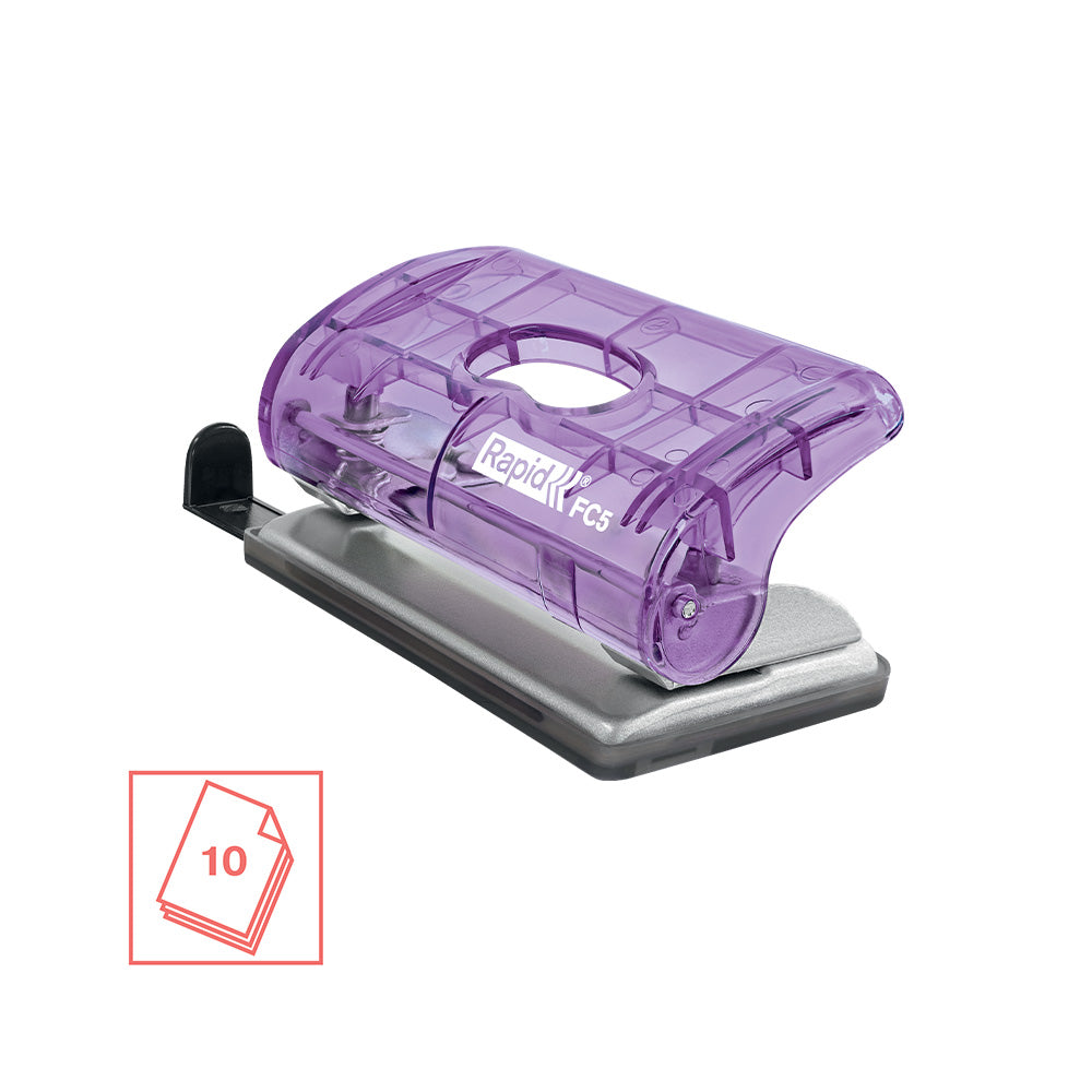 Furador 10 Folhas Rapid FC5 Translúcido Malva