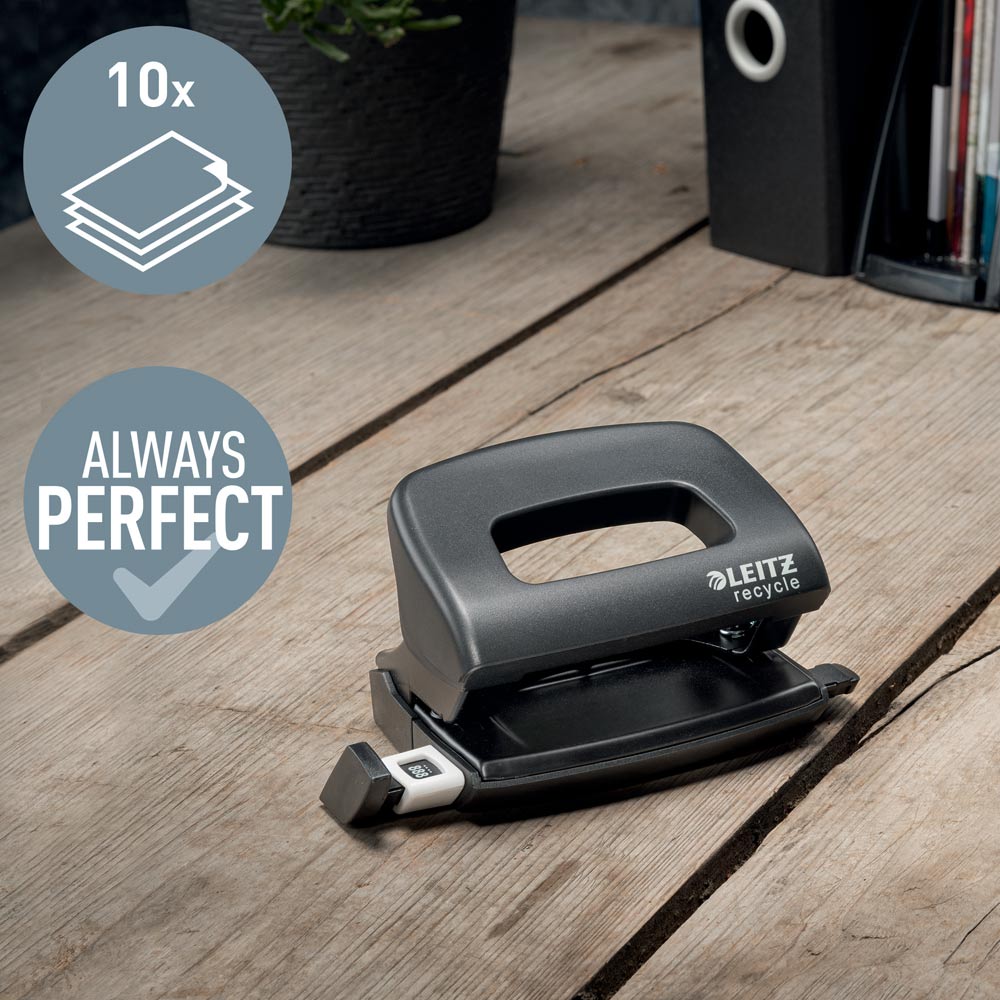 Furador 10 Folhas Leitz Recycle Preto