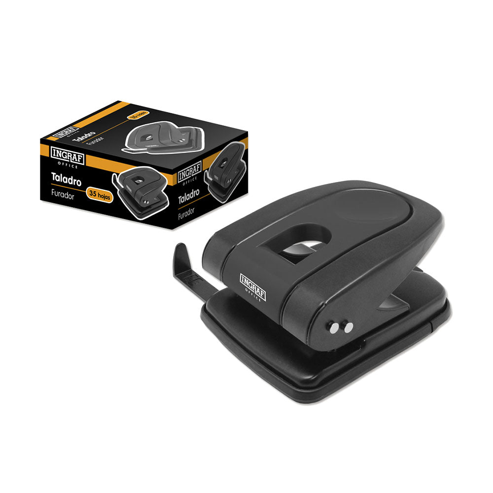 Furador 35 Folhas com guia Preto