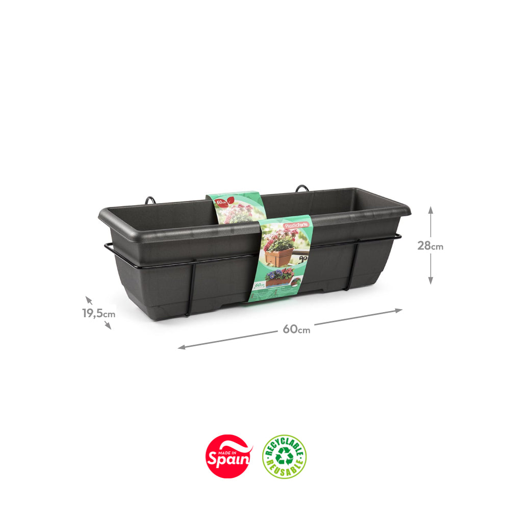 Floreira Varanda Suporte Antracite 28x60x19,5cm 1un