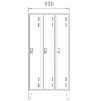 Cacifos Metálicos Triplo 3 Cacifos 900x400x1700mm Cinza