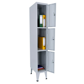 Cacifos Metálicos Simples 3 Cacifos 300x500x1900mm Cinza
