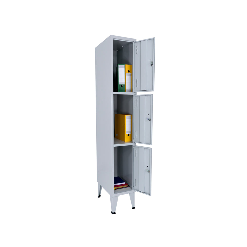 Cacifos Metálicos Simples 3 Cacifos 300x500x1900mm Cinza