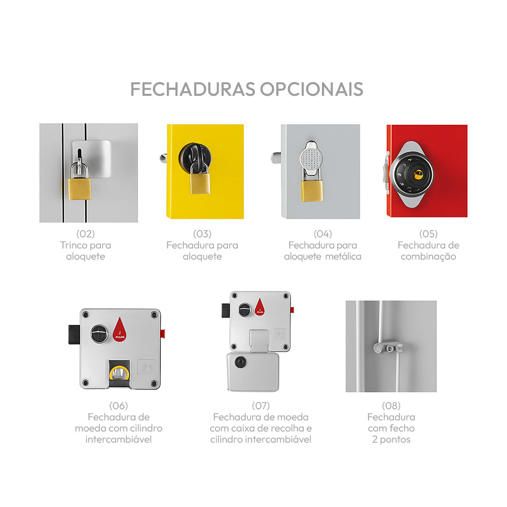 Cacifos Metálicos Simples 3 Cacifos 300x500x1900mm Cinza