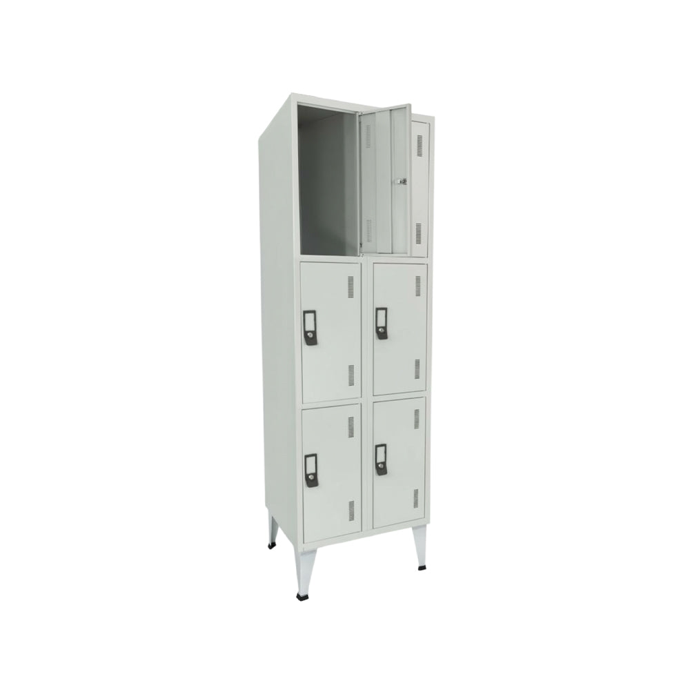 Cacifos Metálicos Duplo 6 Cacifos 600x500x1900mm Cinza