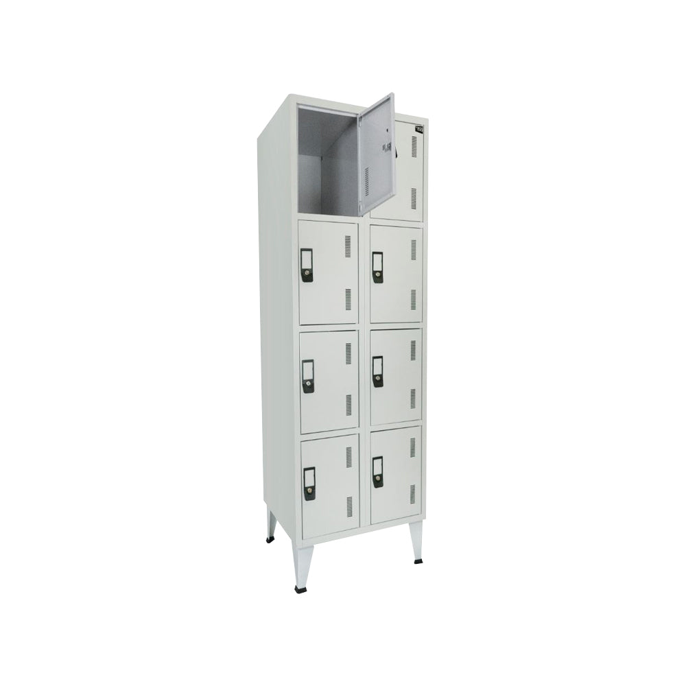 Cacifos Metálicos Duplo 8 Cacifos 600x500x1900mm Cinza