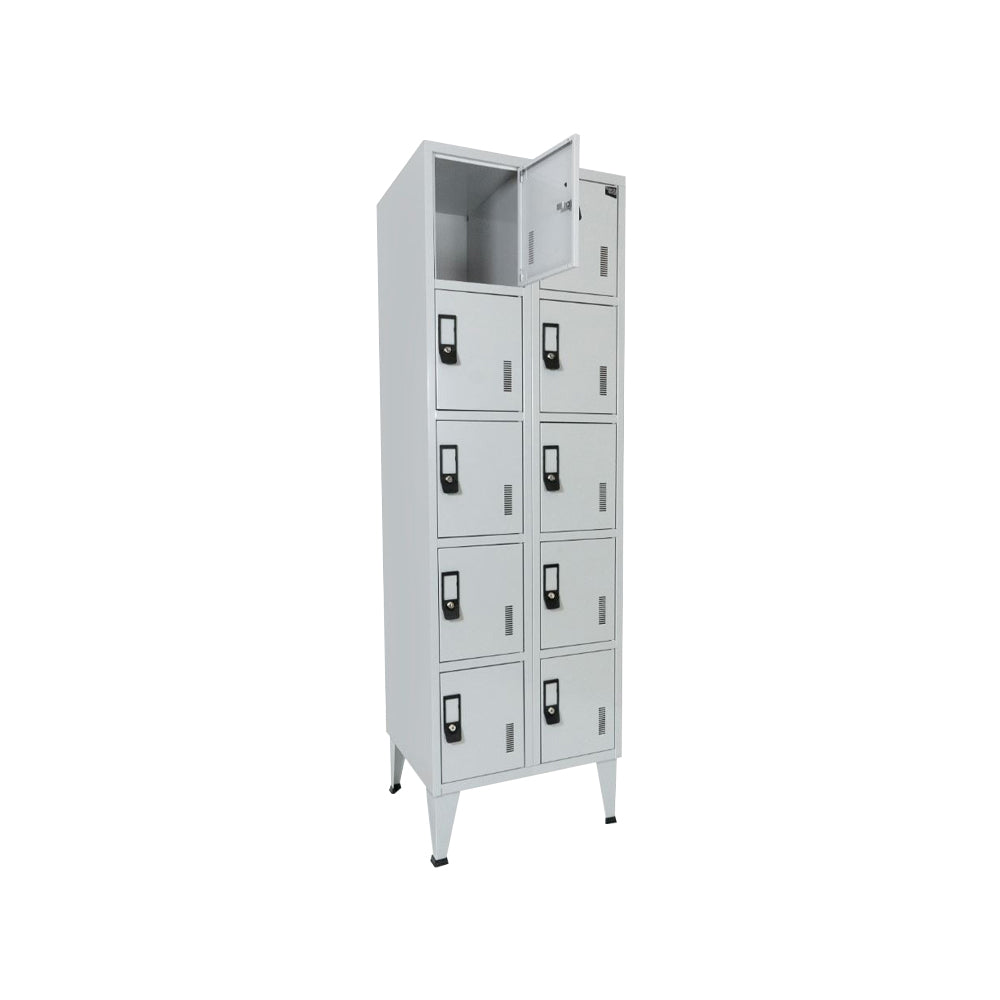 Cacifos Metálicos Duplo 10 Cacifos 600x500x1900mm Cinza