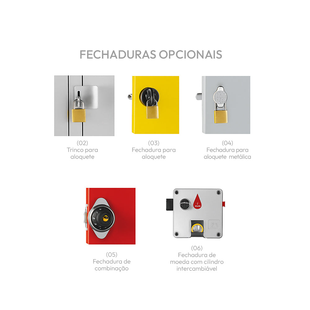 Cacifos Metálicos 10 Cacifos 217x420x1650mm Cinza
