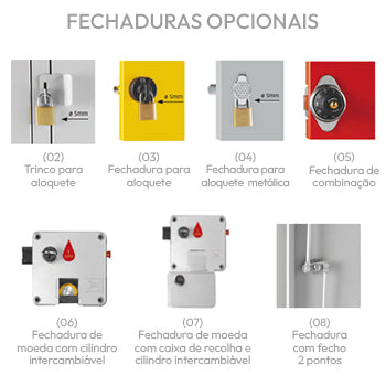 Cacifos Metálicos Duplo 4 Cacifos 600x500x1900mm Cinza