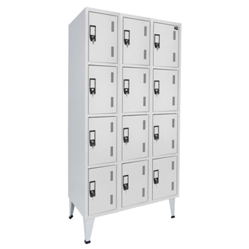 Cacifos Metálicos Triplo 12 Cacifos 900x500x1900mm Cinza