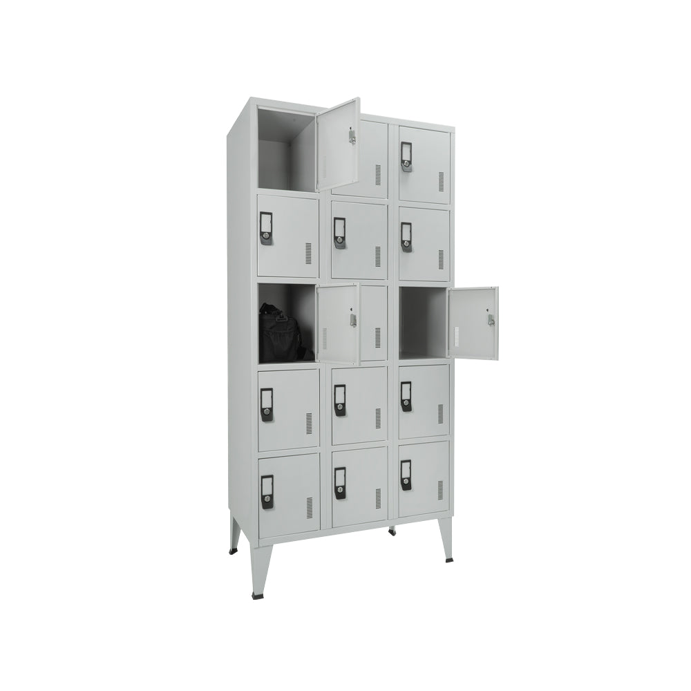 Cacifos Metálicos Triplo 15 Cacifos 900x500x1900mm Cinza
