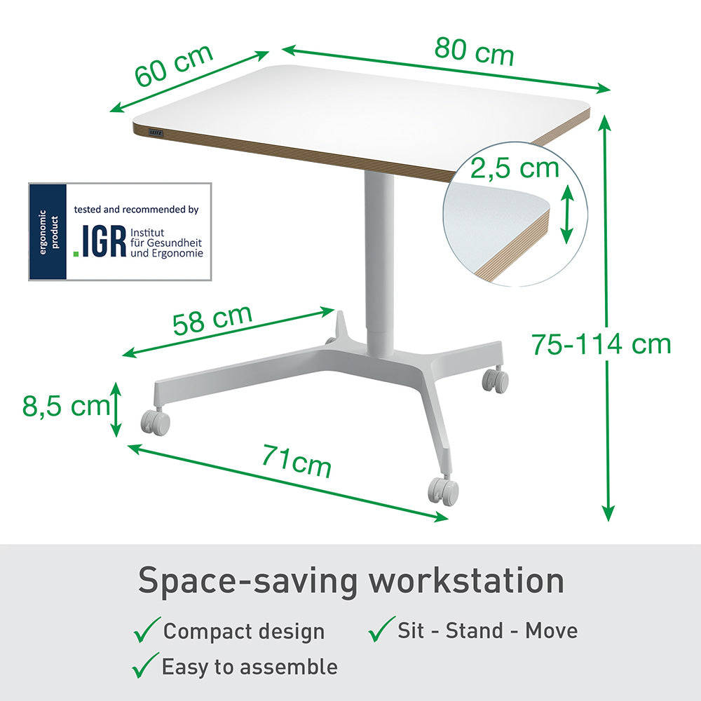 Mesa Apoio Elevatória 60x80x75/114 Branco