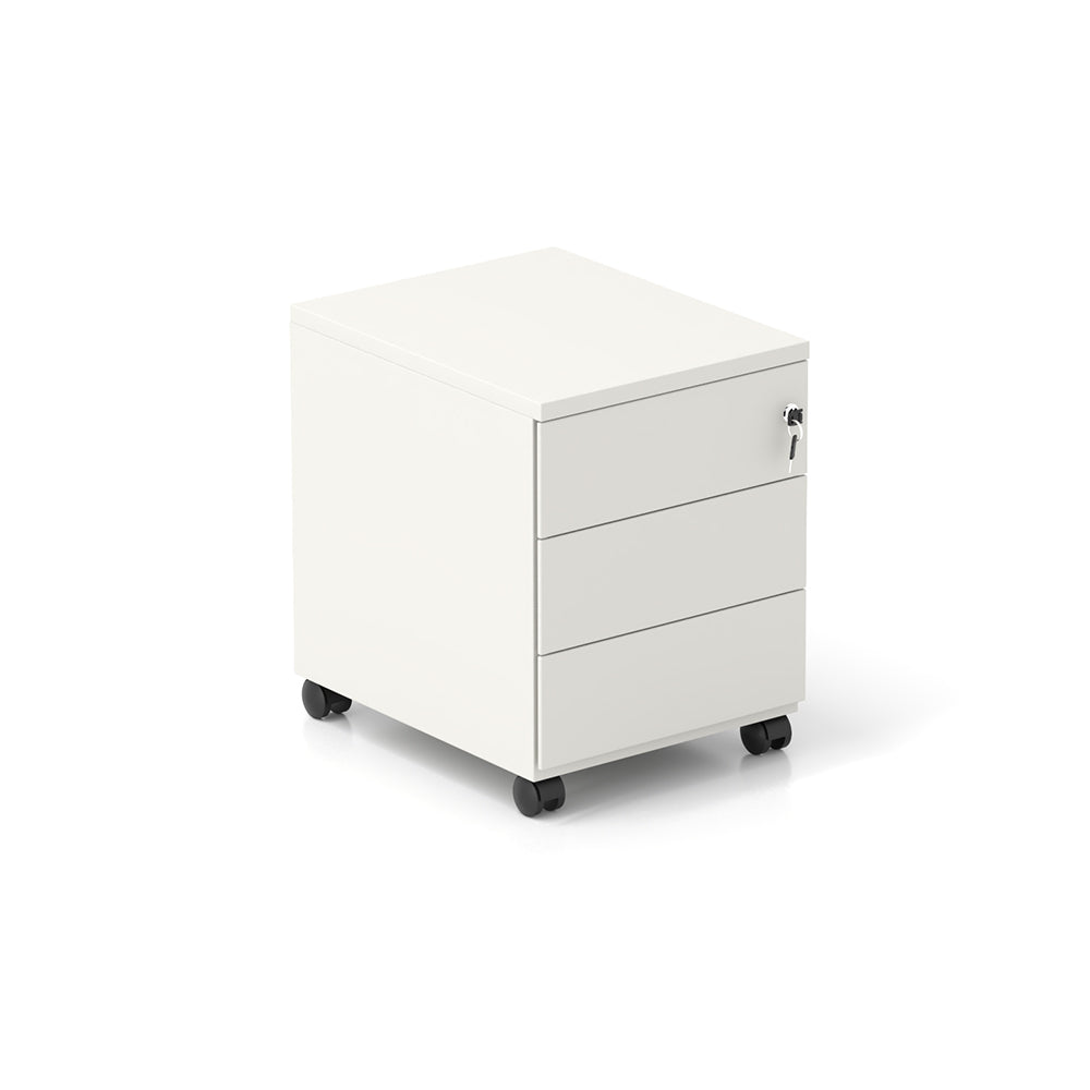 Bloco Rodado de 3 Gavetas com Rodas 420x530x580mm Branco