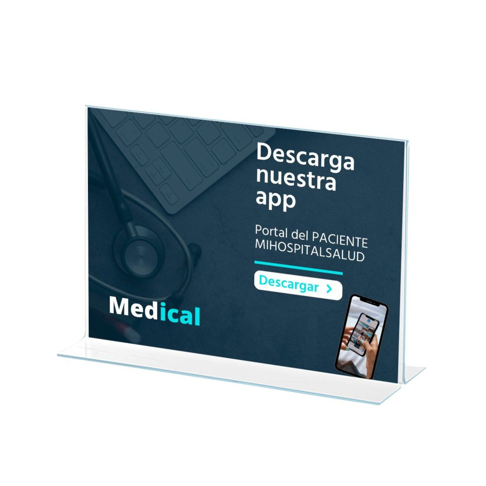 Expositor Mesa 085x300x215mm A4 em T Horizontal