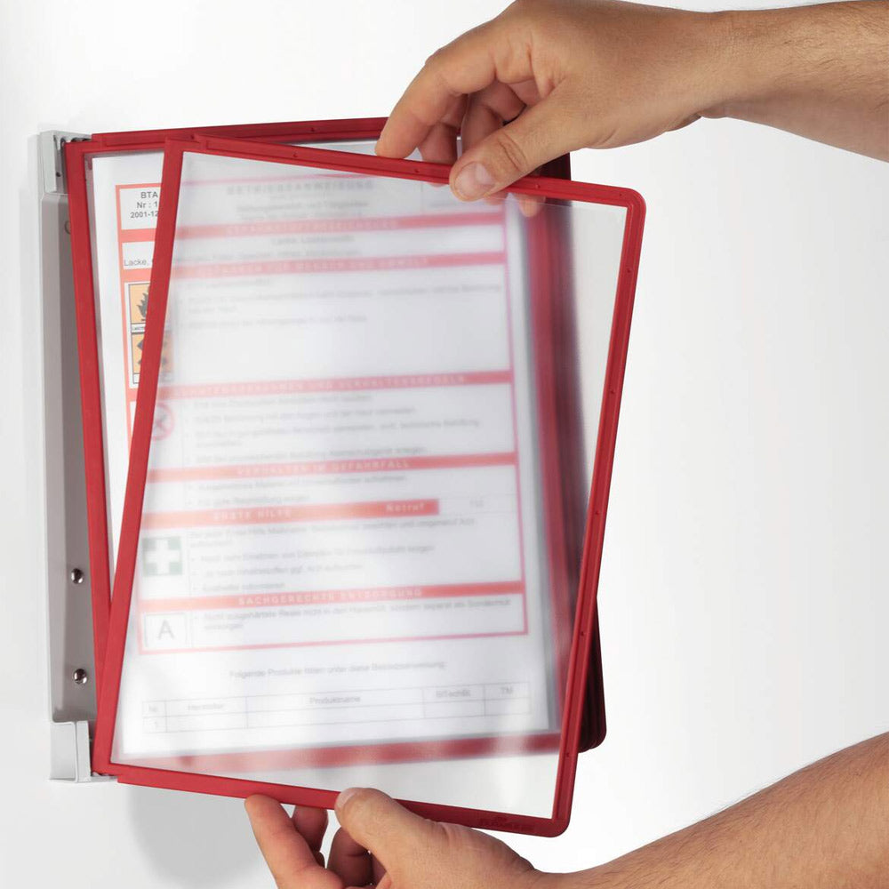 Expositor Suporte Parede 5 Bolsas Durable VarioWALL Vermelho
