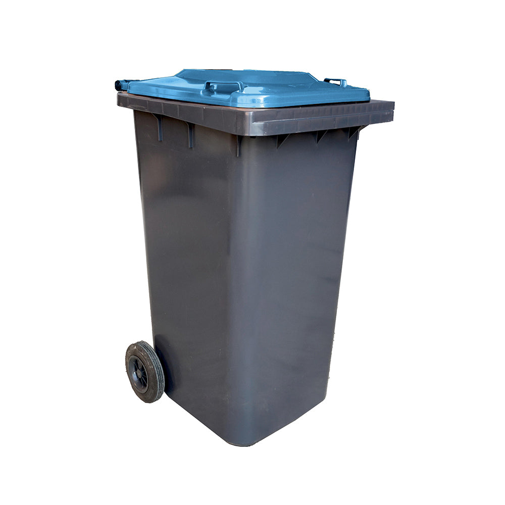 Contentor 120L Plástico 2 Rodas Cinza c/ Tampa Azul