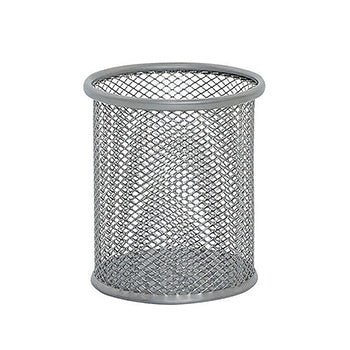 Porta Lápis Tipo Rede Redondo Prata