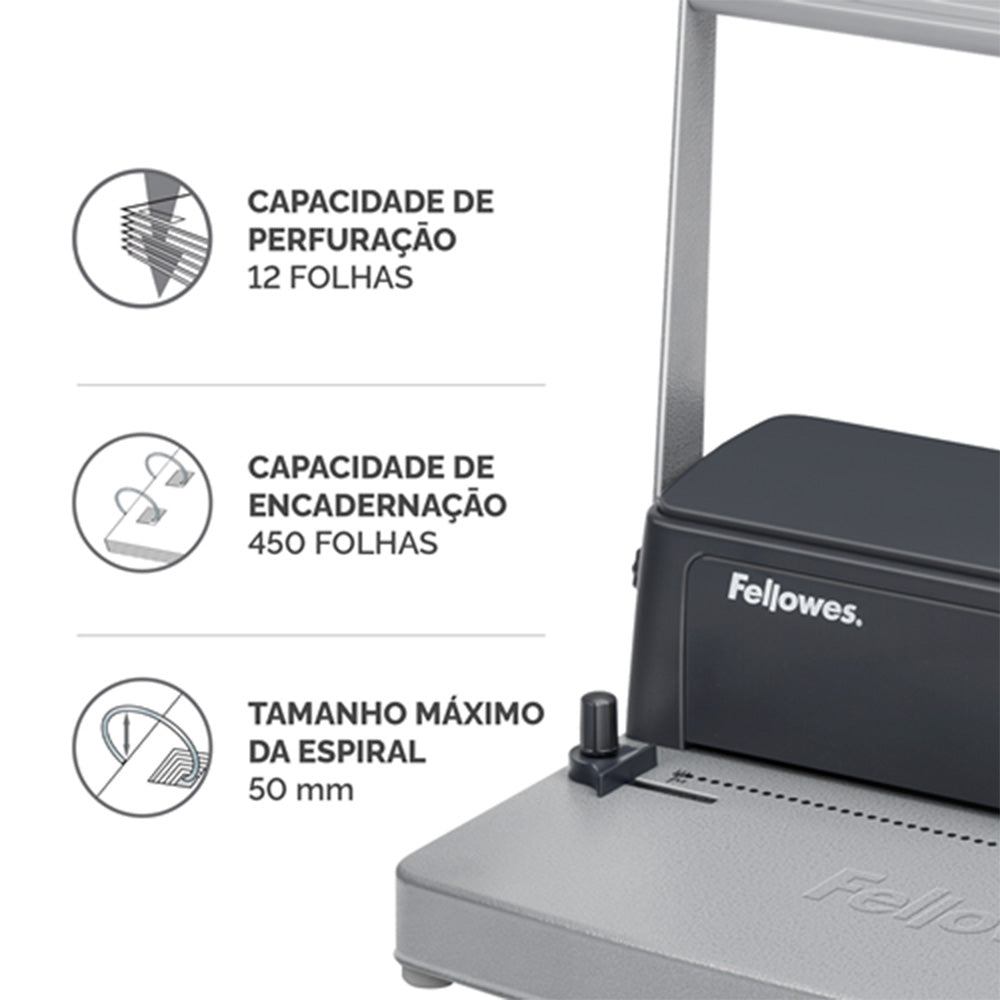 Encadernadora Espiral Metal 50 Manual 450Folhas Passo:5:1