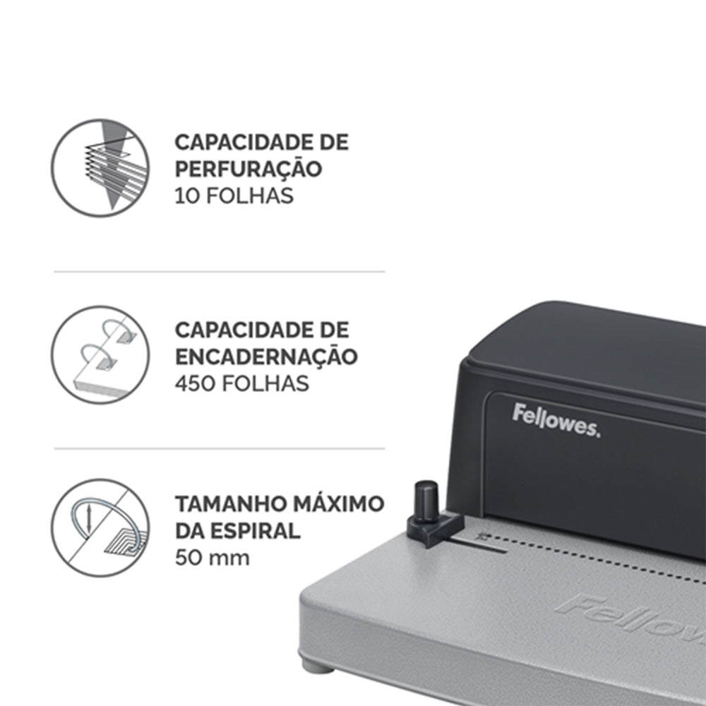 Encadernadora Espiral Metal 25 Manual 450 Folhas Passo:5:1