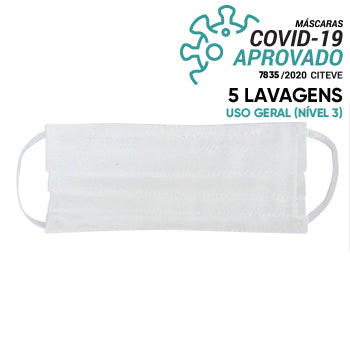 Máscara Reutilizável 20 Lavagens Branco (Pregas) 1un