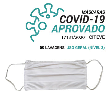 Máscara Reutilizável 50 Lavagens Adulto Branco 3un