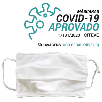 Máscara Reutilizável Criança 25 Lavagens Branco 3un