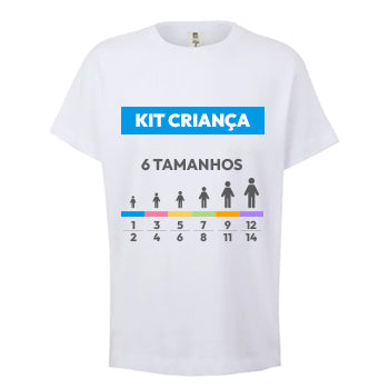 Kit Amostra - T-Shirt Criança Branco Vários Tamanhos 6un