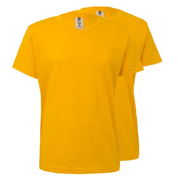 T-Shirt Criança Algodão 155g Amarelo Tamanho 1/2 Pack 2un
