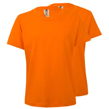T-Shirt Criança Algodão 155g Laranja Tamanho 9/11 Pack 2un
