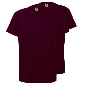 T-Shirt Criança Algodão 155g Bordeaux Tamanho 12/14 Pack 2u