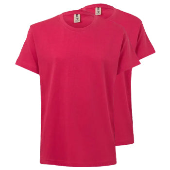 T-Shirt Criança Algodão 155g Rosa Forte Tamanho 1/2 Pack2